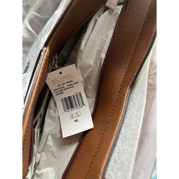 Michael Kors Jet Set Large  XChain ColorBlock Leather Tote Bag -Camel Multi - Picture 9 of 10